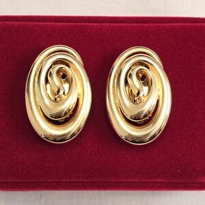 Gold-Tone Swirl Clip-On Earrings - Elegant Women Jewelry